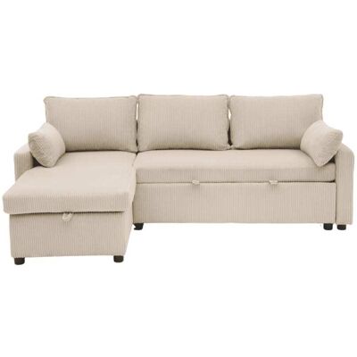 Calicosy Canapé convertible 3 places en velours côtelé beige Beige 147x84x147cm - Publicité Calicosy Canapé convertible 3 places en velours côtelé beige Beige 147x84x147cm - Publicité