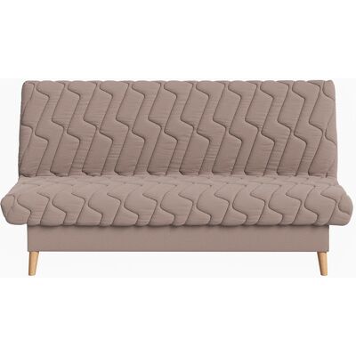 Relaxima Clic clac convertible avec coffre intégré tissu pearl taupe 130x190 Taupe 190x50x130cm - Publicité Relaxima Clic clac convertible avec coffre intégré tissu pearl taupe 130x190 Taupe 190x50x130cm - Publicité