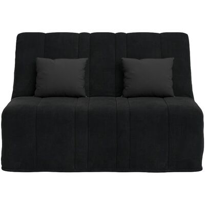 Relaxima Banquette bz avec 2 coussins offerts tissu coton noir 140x190 Noir 190x45x140cm - Publicité Relaxima Banquette bz avec 2 coussins offerts tissu coton noir 140x190 Noir 190x45x140cm - Publicité