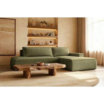Casanova Paris Canapé d'angle convertible velours côtelé 4 places vert droit Vert 275x85x167cm - Publicité Casanova Paris Canapé d'angle convertible velours côtelé 4 places vert droit Vert 275x85x167cm - Publicité