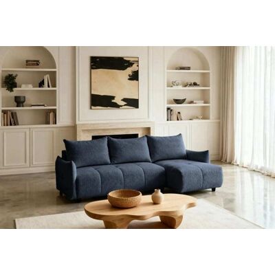 Casanova Paris Canapé d'angle convertible tissu chenille 4 places bleu 128cm Bleu 222x80x128cm - Publicité Casanova Paris Canapé d'angle convertible tissu chenille 4 places bleu 128cm Bleu 222x80x128cm - Publicité