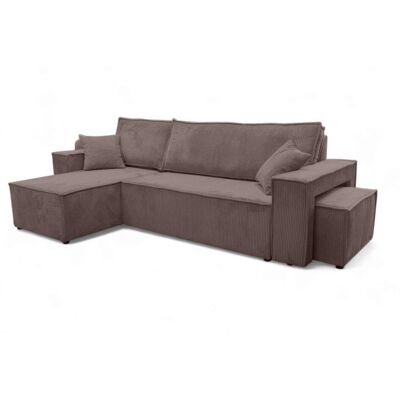 Usinestreet Canapé d'angle convertible avec un pouf en velours côtelé marron glacé Marron 244x83x145cm - Publicité Usinestreet Canapé d'angle convertible avec un pouf en velours côtelé marron glacé Marron 244x83x145cm - Publicité