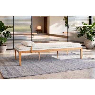 PIB Méridienne en chêne et tissu crème Blanc 180x44x76cm - Publicité PIB Méridienne en chêne et tissu crème Blanc 180x44x76cm - Publicité