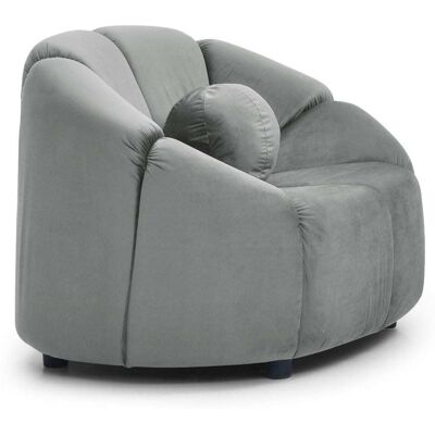 Menzzo Fauteuil design arrondi velours gris Gris 103x74x87cm - Publicité Menzzo Fauteuil design arrondi velours gris Gris 103x74x87cm - Publicité
