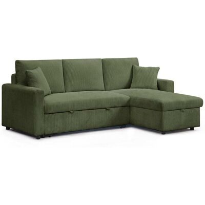 Menzzo Canapé d'angle convertible avec coffre de rangement réversible velours Vert 220x88x146cm - Publicité Menzzo Canapé d'angle convertible avec coffre de rangement réversible velours Vert 220x88x146cm - Publicité