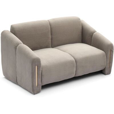 Menzzo Canapé 2 places design métal doré et velours côtelé taupe Taupe 150x78x82cm - Publicité Menzzo Canapé 2 places design métal doré et velours côtelé taupe Taupe 150x78x82cm - Publicité