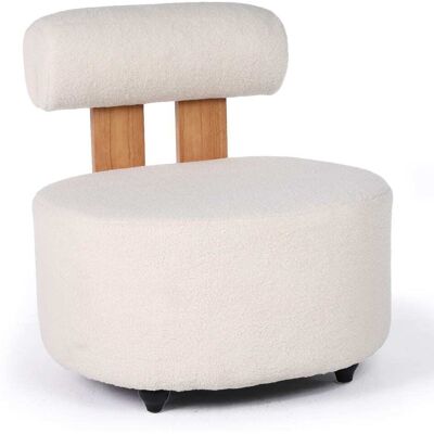 Menzzo Fauteuil design bois clair et tissu bouclette crème Marron 71x73x71cm - Publicité Menzzo Fauteuil design bois clair et tissu bouclette crème Marron 71x73x71cm - Publicité