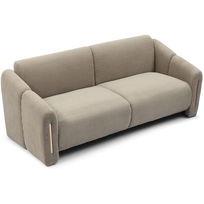 Menzzo Canapé 3 places design métal doré et velours côtelé taupe Taupe 202x78x82cm - Publicité Menzzo Canapé 3 places design métal doré et velours côtelé taupe Taupe 202x78x82cm - Publicité