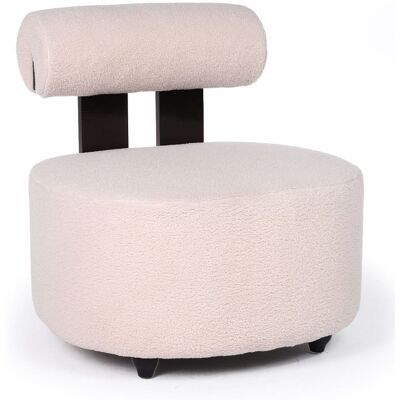Menzzo Fauteuil design bois foncé et tissu bouclette beige Marron 71x73x71cm - Publicité Menzzo Fauteuil design bois foncé et tissu bouclette beige Marron 71x73x71cm - Publicité