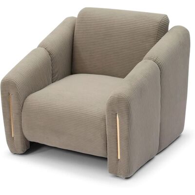 Menzzo Fauteuil design métal doré et velours côtelé taupe Taupe 92x78x82cm - Publicité Menzzo Fauteuil design métal doré et velours côtelé taupe Taupe 92x78x82cm - Publicité
