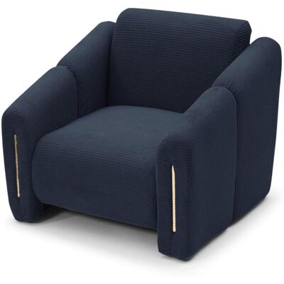 Menzzo Fauteuil design métal doré et velours côtelé bleu foncé Bleu 92x78x82cm - Publicité Menzzo Fauteuil design métal doré et velours côtelé bleu foncé Bleu 92x78x82cm - Publicité