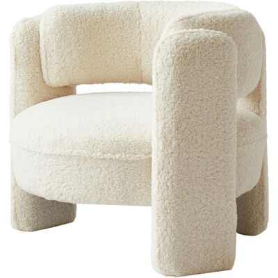 Nordlys Fauteuil de salon scandinave en bouclette blanche Blanc 79x71x85cm - Publicité Nordlys Fauteuil de salon scandinave en bouclette blanche Blanc 79x71x85cm - Publicité