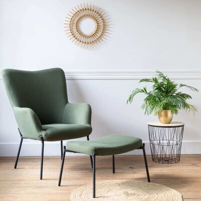 Happy Garden Fauteuil en tissu boucle vert kaki avec repose-pieds Vert 79x98x72cm - Publicité Happy Garden Fauteuil en tissu boucle vert kaki avec repose-pieds Vert 79x98x72cm - Publicité