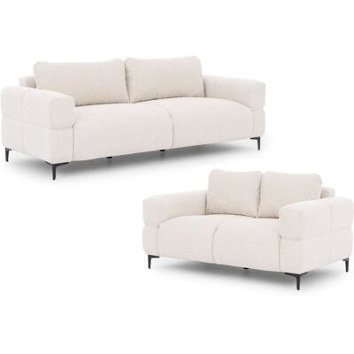 S-Style Ensemble de canapé 3+2 en tissu structuré crème Beige 97x80x217cm - Publicité S-Style Ensemble de canapé 3+2 en tissu structuré crème Beige 97x80x217cm - Publicité