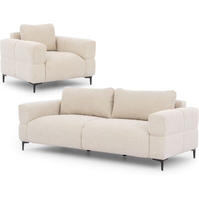 S-Style Ensemble de canapé 3+1 en tissu structuré beige clair Beige 97x80x217cm - Publicité S-Style Ensemble de canapé 3+1 en tissu structuré beige clair Beige 97x80x217cm - Publicité