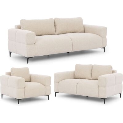 S-Style Ensemble de canapé 3+2+1 en tissu structuré beige clair Beige 97x80x217cm - Publicité S-Style Ensemble de canapé 3+2+1 en tissu structuré beige clair Beige 97x80x217cm - Publicité