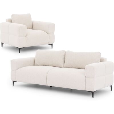 S-Style Ensemble de canapé 3+1 en tissu structuré crème Beige 97x80x217cm - Publicité S-Style Ensemble de canapé 3+1 en tissu structuré crème Beige 97x80x217cm - Publicité