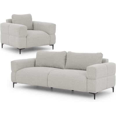 S-Style Ensemble de canapé 3+1 en tissu structuré gris clair Gris 97x80x217cm - Publicité S-Style Ensemble de canapé 3+1 en tissu structuré gris clair Gris 97x80x217cm - Publicité
