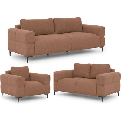 S-Style Ensemble de canapé 3+2+1 en tissu structuré terra cuite Rouge 97x80x217cm - Publicité S-Style Ensemble de canapé 3+2+1 en tissu structuré terra cuite Rouge 97x80x217cm - Publicité