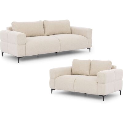 S-Style Ensemble de canapé 3+2 en tissu structuré beige clair Beige 97x80x217cm - Publicité S-Style Ensemble de canapé 3+2 en tissu structuré beige clair Beige 97x80x217cm - Publicité