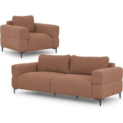 S-Style Ensemble de canapé 3+1 en tissu structuré terra cuite Rouge 97x80x217cm - Publicité S-Style Ensemble de canapé 3+1 en tissu structuré terra cuite Rouge 97x80x217cm - Publicité