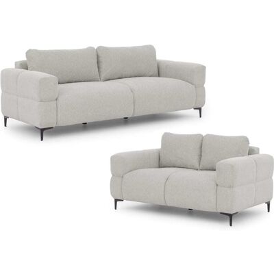 S-Style Ensemble de canapé 3+2 en tissu structuré gris clair Gris 97x80x217cm - Publicité S-Style Ensemble de canapé 3+2 en tissu structuré gris clair Gris 97x80x217cm - Publicité