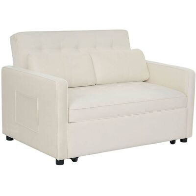 Menzzo Canapé convertible 2 places velours beige Beige 133x87x94cm - Publicité Menzzo Canapé convertible 2 places velours beige Beige 133x87x94cm - Publicité