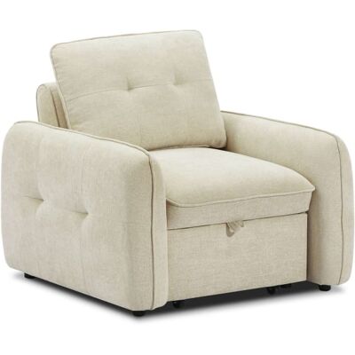 Baita Fauteuil convertible 1 place tissu chenille beige Beige 104x91x98cm - Publicité Baita Fauteuil convertible 1 place tissu chenille beige Beige 104x91x98cm - Publicité