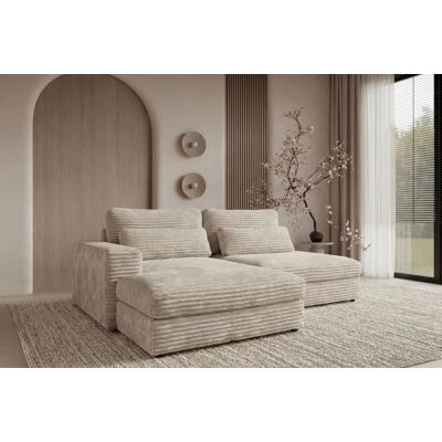 Casanova Paris Canapé d'angle convertible velours côtelé 4 places beige droit Beige 223x80x158cm - Publicité Casanova Paris Canapé d'angle convertible velours côtelé 4 places beige droit Beige 223x80x158cm - Publicité