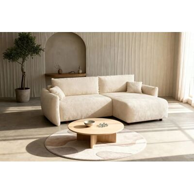 Casanova Paris Canapé d'angle convertible tissu bouclette 4 places beige Beige 257x88x177cm - Publicité Casanova Paris Canapé d'angle convertible tissu bouclette 4 places beige Beige 257x88x177cm - Publicité