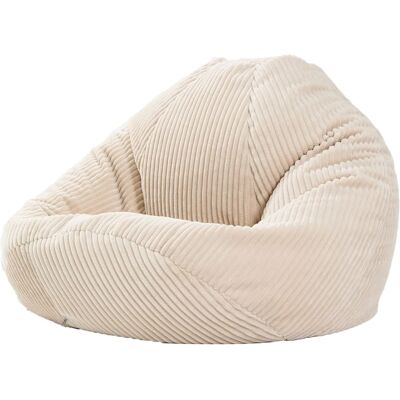 Nordlys Pouf en velours côtelé beige Beige 85x50x85cm - Publicité Nordlys Pouf en velours côtelé beige Beige 85x50x85cm - Publicité