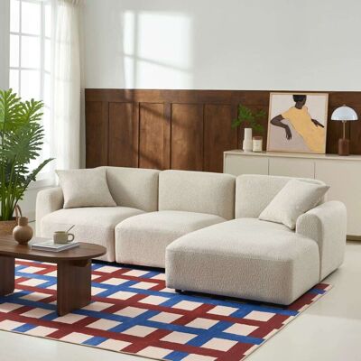Baita Canapé d'angle en tissu chenille 4 places beige Beige 248x70x147cm - Publicité Baita Canapé d'angle en tissu chenille 4 places beige Beige 248x70x147cm - Publicité