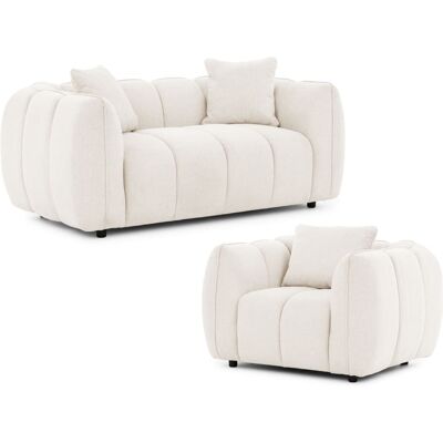 S-Style Ensemble de canapé 2+1 en tissu structuré crème Beige 89x69x172cm - Publicité S-Style Ensemble de canapé 2+1 en tissu structuré crème Beige 89x69x172cm - Publicité