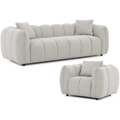 S-Style Ensemble de canapé 3+1 en tissu structuré gris clair Gris 89x69x228cm - Publicité S-Style Ensemble de canapé 3+1 en tissu structuré gris clair Gris 89x69x228cm - Publicité