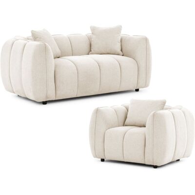 S-Style Ensemble de canapé 2+1 en tissu structuré beige clair Beige 89x69x172cm - Publicité S-Style Ensemble de canapé 2+1 en tissu structuré beige clair Beige 89x69x172cm - Publicité