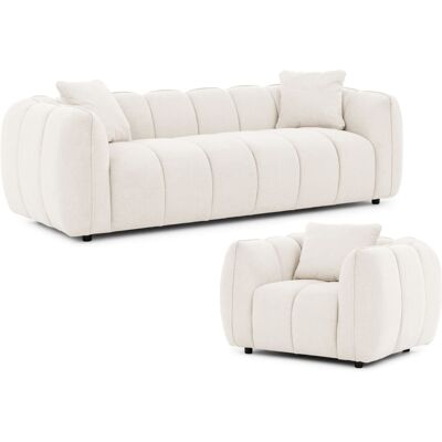 S-Style Ensemble de canapé 3+1 en tissu structuré crème Beige 89x69x228cm - Publicité S-Style Ensemble de canapé 3+1 en tissu structuré crème Beige 89x69x228cm - Publicité