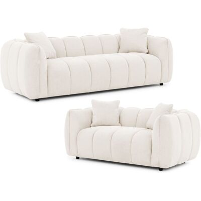 S-Style Ensemble de canapé 3+2 en tissu structuré crème Beige 89x69x228cm - Publicité S-Style Ensemble de canapé 3+2 en tissu structuré crème Beige 89x69x228cm - Publicité