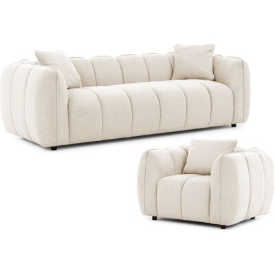S-Style Ensemble de canapé 3+1 en tissu structuré beige clair Beige 89x69x228cm - Publicité S-Style Ensemble de canapé 3+1 en tissu structuré beige clair Beige 89x69x228cm - Publicité