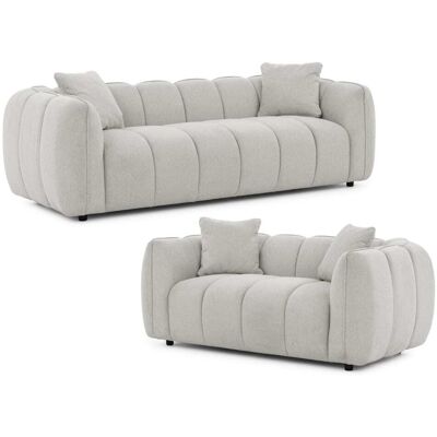 S-Style Ensemble de canapé 3+2 en tissu structuré gris clair Gris 89x69x228cm - Publicité S-Style Ensemble de canapé 3+2 en tissu structuré gris clair Gris 89x69x228cm - Publicité