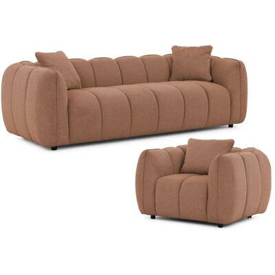 S-Style Ensemble de canapé 3+1 en tissu structuré terre cuite Rouge 89x69x228cm - Publicité S-Style Ensemble de canapé 3+1 en tissu structuré terre cuite Rouge 89x69x228cm - Publicité