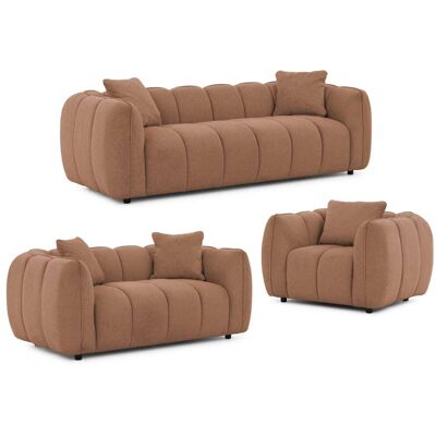 S-Style Ensemble de canapé 3+2+1 en tissu structuré terre cuite Rouge 89x69x228cm - Publicité S-Style Ensemble de canapé 3+2+1 en tissu structuré terre cuite Rouge 89x69x228cm - Publicité