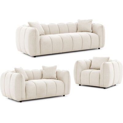 S-Style Ensemble de canapé 3+2+1 en tissu structuré beige clair Beige 89x69x228cm - Publicité S-Style Ensemble de canapé 3+2+1 en tissu structuré beige clair Beige 89x69x228cm - Publicité