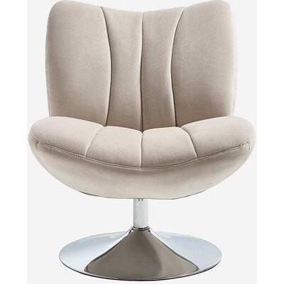 Habitat Fauteuil pivotant matelassé en tissu et métal chromé - crème Blanc 70x83x78cm - Publicité Habitat Fauteuil pivotant matelassé en tissu et métal chromé - crème Blanc 70x83x78cm - Publicité