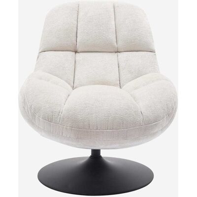 Habitat Fauteuil pivotant en tissu chenille et métal noir mat - crème et noir Blanc 76x88x84cm - Publicité Habitat Fauteuil pivotant en tissu chenille et métal noir mat - crème et noir Blanc 76x88x84cm - Publicité