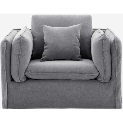 Habitat Fauteuil déhoussable en coton et lin - gris ardoise Gris 116x83x97cm - Publicité Habitat Fauteuil déhoussable en coton et lin - gris ardoise Gris 116x83x97cm - Publicité