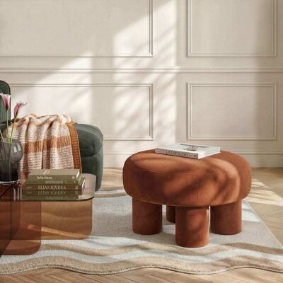 Habitat Grand pouf en tissu velours - marron cuivré Marron 60x41x60cm - Publicité Habitat Grand pouf en tissu velours - marron cuivré Marron 60x41x60cm - Publicité