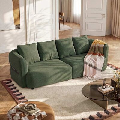 Habitat Canapé 4 places en tissu texturé - vert kaki Vert 254x72x97cm - Publicité Habitat Canapé 4 places en tissu texturé - vert kaki Vert 254x72x97cm - Publicité