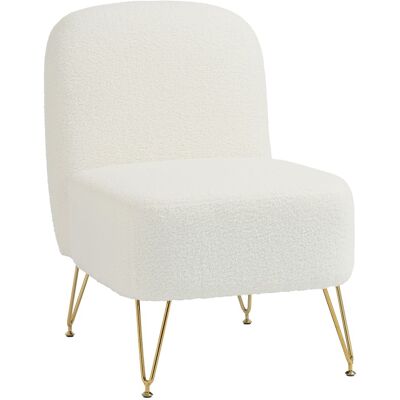 Homcom Fauteuil de salon assise large coussin épais tissu bouclette blanc Blanc 73x78x54cm - Publicité Homcom Fauteuil de salon assise large coussin épais tissu bouclette blanc Blanc 73x78x54cm - Publicité