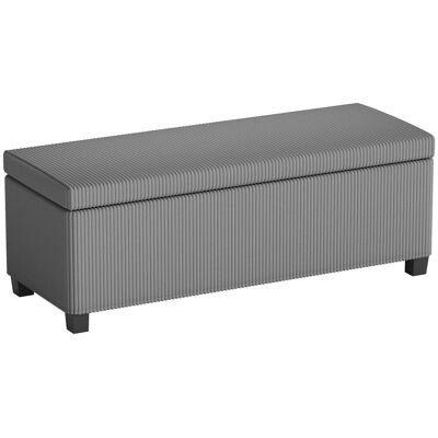 Homcom Banc de rangement pouf 84l velours côtelé gris Beige 112x40x42cm - Publicité Homcom Banc de rangement pouf 84l velours côtelé gris Beige 112x40x42cm - Publicité
