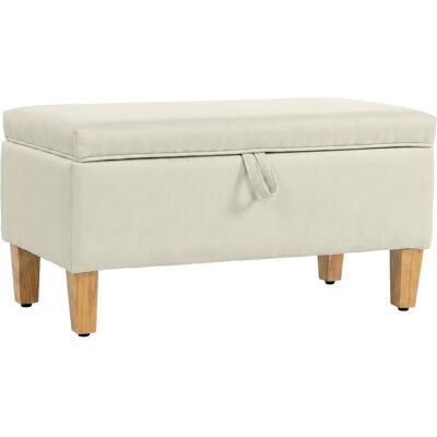 Homcom Ottoman de rangement banc rembourré bout de lit lin beige Beige 71x36x37cm - Publicité Homcom Ottoman de rangement banc rembourré bout de lit lin beige Beige 71x36x37cm - Publicité